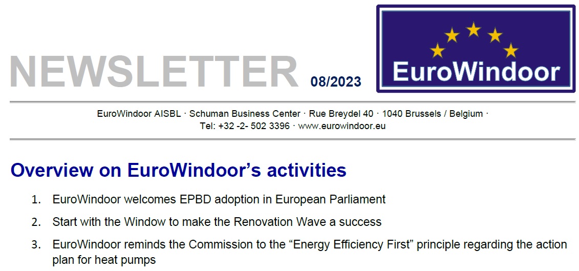 EuroWindoor Newsletter for the first half of 2023